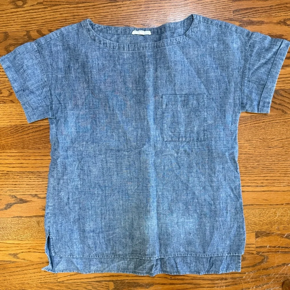 EILEEN FISHER Blue short sleeve top blouse size XS - Picture 1 of 2